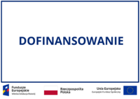 Grafika zawierające obowiązkowe oznaczenia unijne, flagę Unii Europejskiej i Flagę Polski, na środku napis dofinansowanie