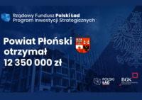 grafika z informacją: Powiat Płoński otrzymał 12 350 00 zł