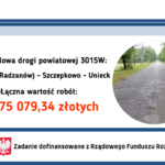 Grafika informująca o przebudowie drogi powiatowej Raciąż-Radzanów-Szczepkowo-Unieck.
