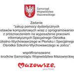 Tablicja informująca o projekcie zrealizowanym ze środków samorządu województwa mazowieckiego. 